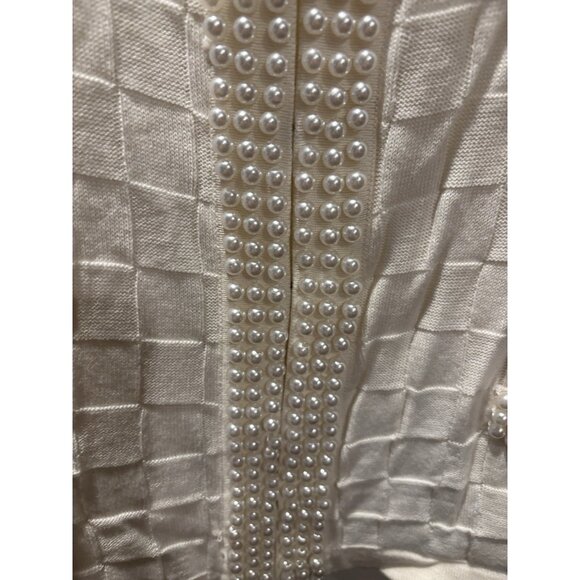 NWOT Joan Rivers Women’s Cream Pearl Embellished Cardigan Sweater Size 2X - Picture 4 of 7